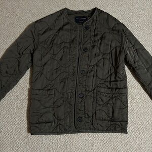 All Saints Quilted grey gray charcoal button up Jacket